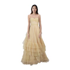 Luisa Beccaria Maxi Vestido de Fiesta Amarillo Brillante Talla XS