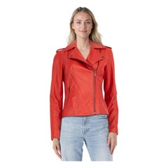 Neiman Marcus Red Leather Jacket Size XS