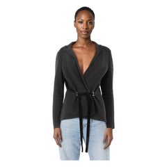Max Mara Grey Wool Waist Tie Cardigan Size S