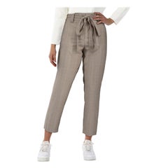 Maje - Pantaloni a quadri in vita beige Taglia XS