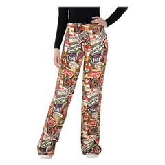 Dsquared2 Mix Logo Print Wide Leg Trousers Size XXS