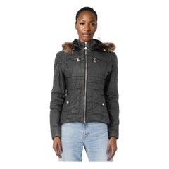 Moncler Black Quilted Biker Fur Hood Jacket Size S