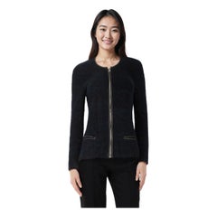 Isabel Marant Isabel Marant Étoile Chaqueta con ribete de piel de tweed azul marino Talla M