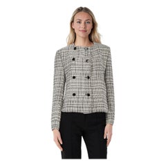 Max Mara Max Mara Studio Chaqueta de doble botonadura de tweed gris Talla M