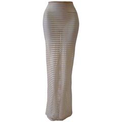 Istante By Gianni Versace Striped Sheer Maxi Skirt