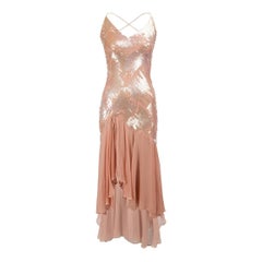 Jenny Packham Vestido de seda rosa con lentejuelas y espalda abierta Talla M