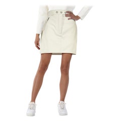 Miu Miu White Lambskin Leather Mini Skirt Size S