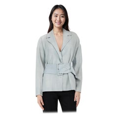 Prada Blaue Jacke mit Gürtel und Schnapp Knopfleiste Größe L