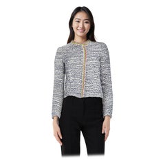 Maje Blue Tweed Beaded Trim Jacket Size S