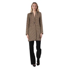 Maje Brown Houndstooth Long Coat Size S