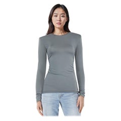 Tibi Grey Ruched Long Sleeve Top Size XS