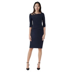 Roland Mouret Navy Midi Lace Panel Dress Size M