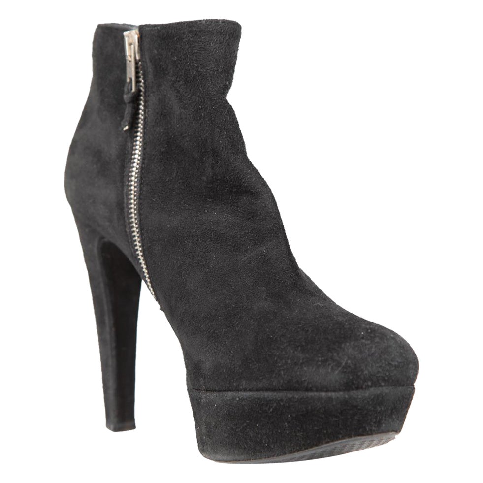 Stuart Weitzman Black Heeled Ankle Suede Boots Size IT 37.5