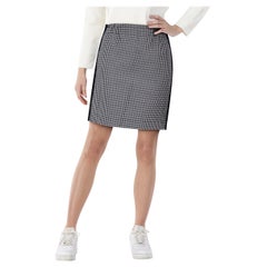 Fendi Grey Wool Gingham Knee Length Skirt Size XXS
