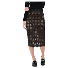 Roland Mouret Black Mesh Cut Out Skirt Size S
