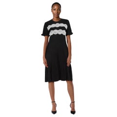 Valentino Garavani Red Valentino Black Wool Lace Trim Dress Size XL