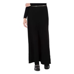 Givenchy Schwarz Wolle Zip Bund Maxi Rock Größe M