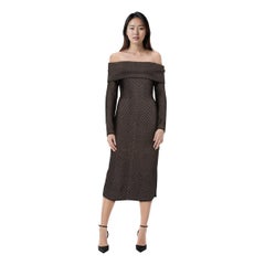 Roland Mouret Black & Grey Off Shoulder Knit Dress Size XS