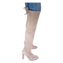 Used Stuart Weitzman Grey Over The Knee Suede Boots Size US 8.5