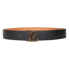 Louis Vuitton Black & Brown Reversible Gold LV Belt