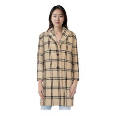 Maje Manteau mi-long à carreaux beige et noir Taille S