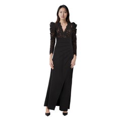 Tadashi Shoji Black Lace V-Neck Maxi Dress Size M