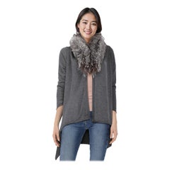 Alice + Olivia Grey Wool Fox Fur Collar Cardigan Size XS