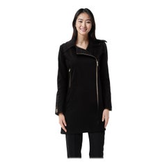 Stella McCartney Schwarzer Wollmantel mit Reißverschluss in mittlerer Länge Größe XS