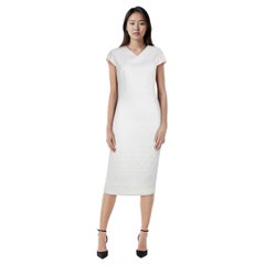 Victoria Beckham White Geometric Pattern Dress Size M