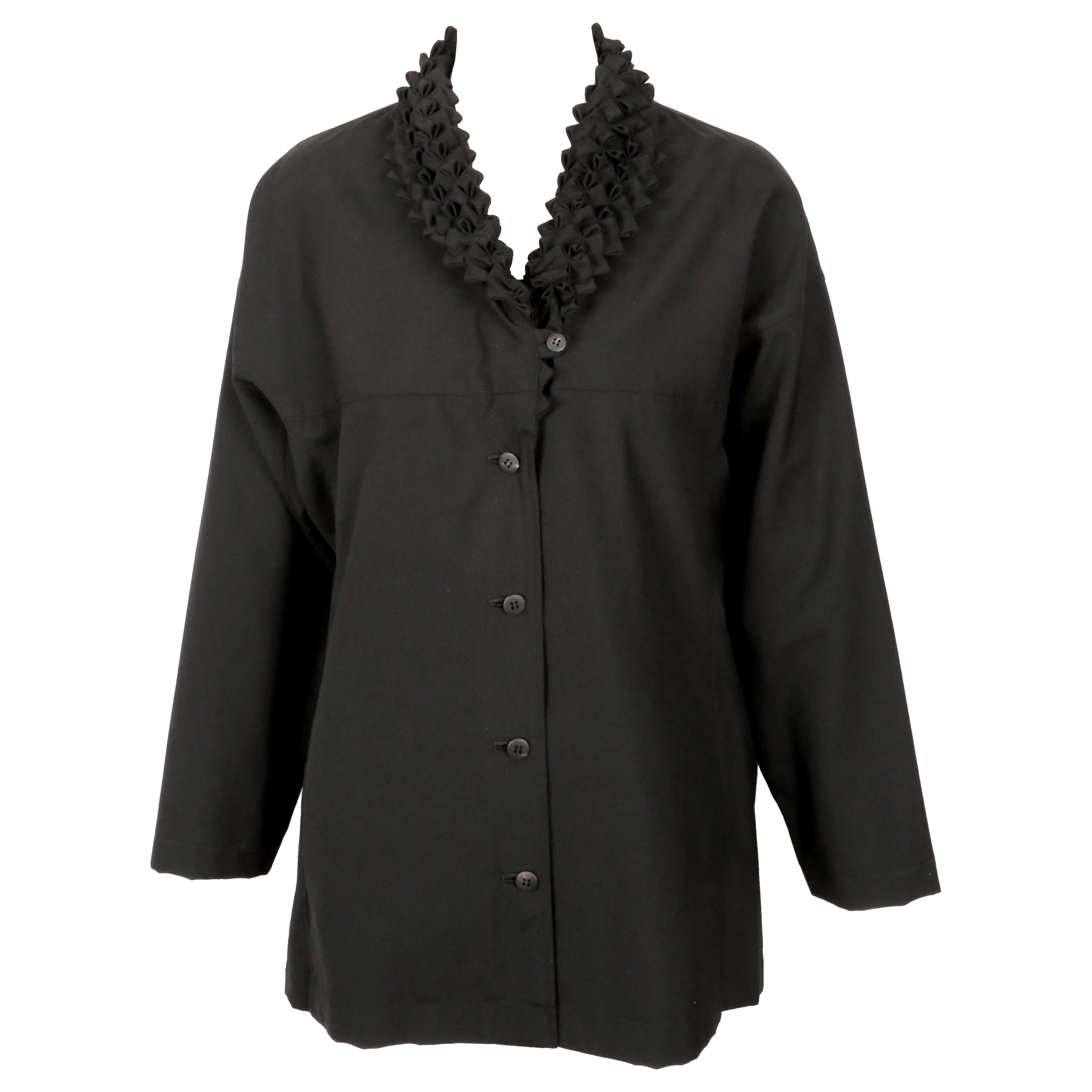 1990's ISSEY MIYAKE black wool & cashmere jacket with 'origami' collar For Sale