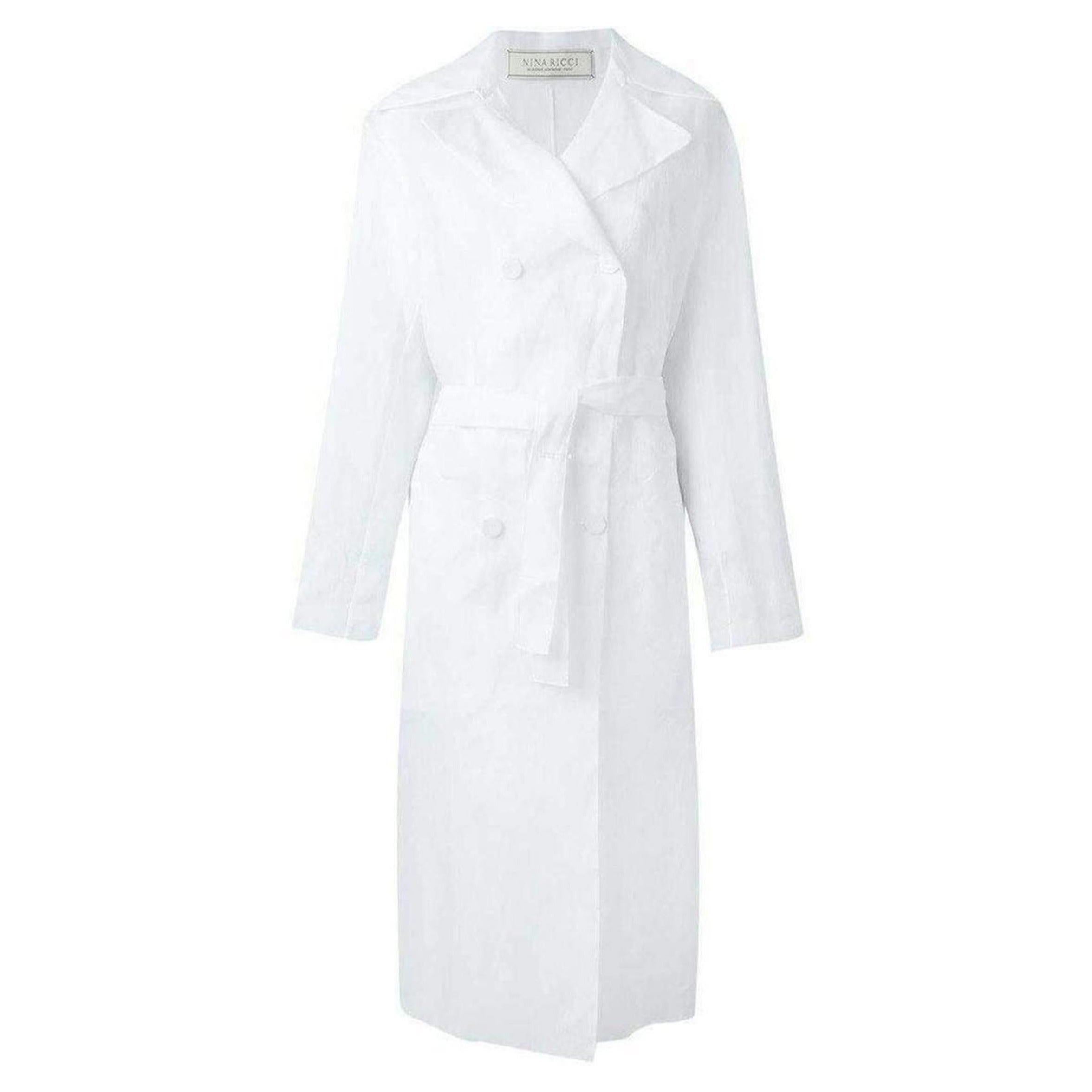Nuevo Abrigo Nina Ricci de malla de organza de algodón con doble botonadura FR 42 en venta