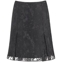 CHANEL A/W 2006 Black Floral Lace Box Pleated Skirt 