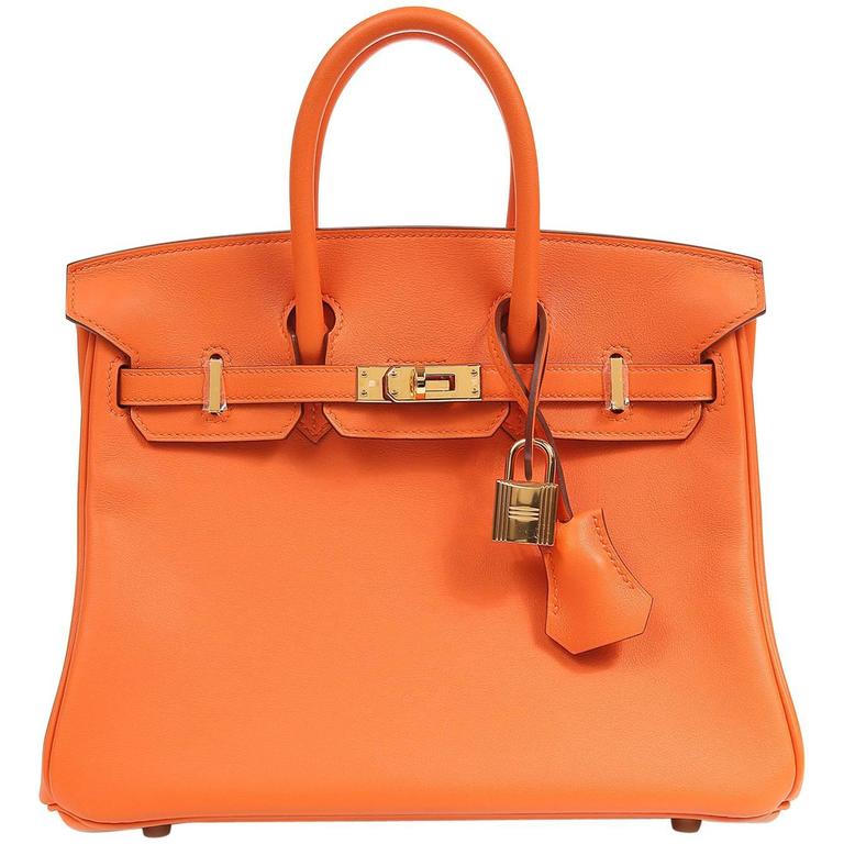 Hermès Feu Swift Leather 25 cm Birkin Bag at 1stDibs