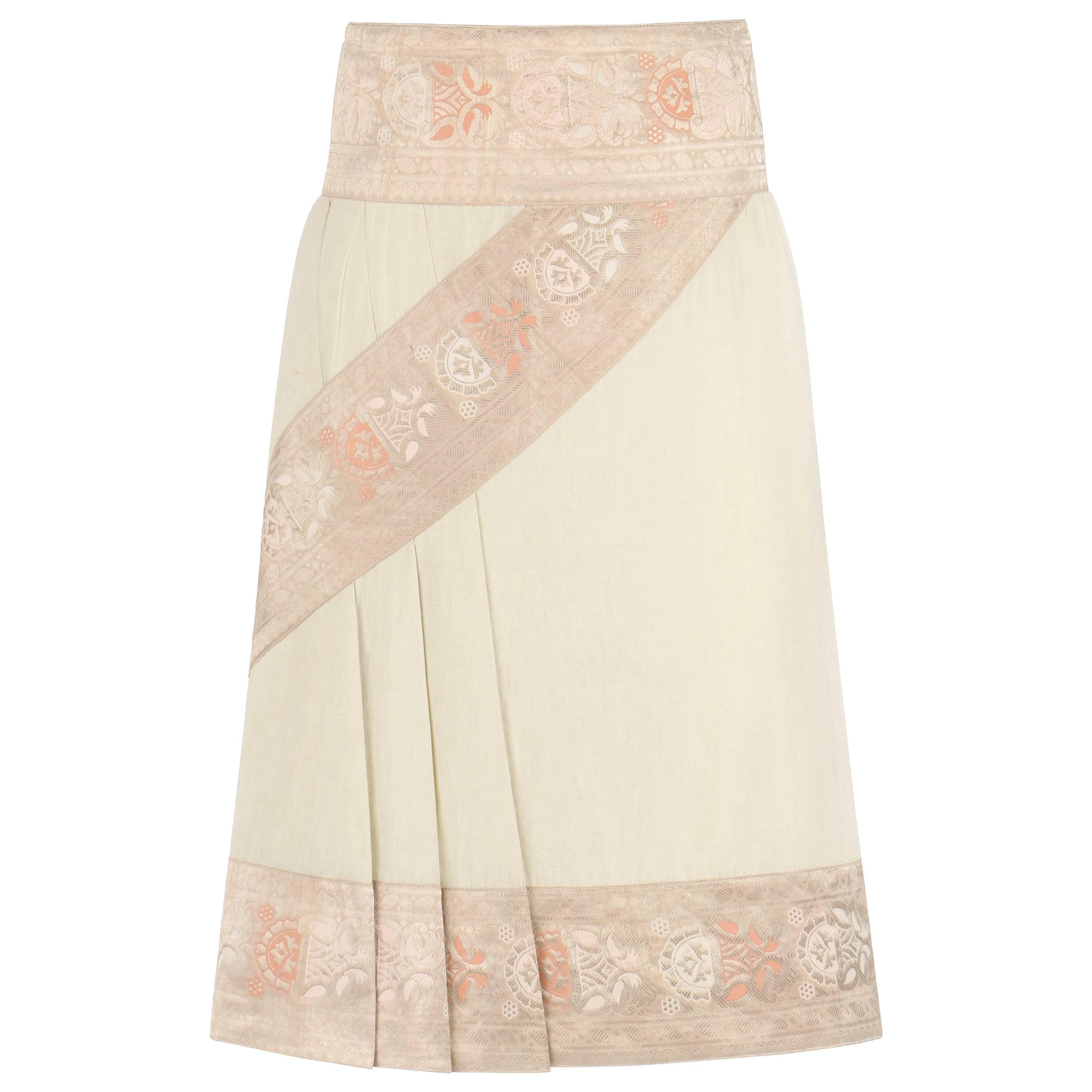 ALEXANDER McQUEEN S/S 2005 "It's Only A Game" Cream Cotton Brocade Detail Skirt For Sale