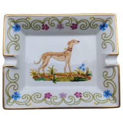 Hermès Greyhound Whippet Cigar Ashtray Porcelain Gold