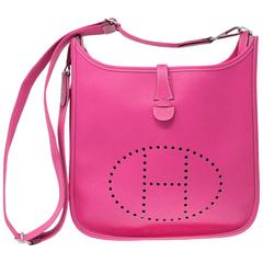 Hermes Evelyne III PM Rose Tyrien Epsom Leather Handbag in Dust Bag 2014