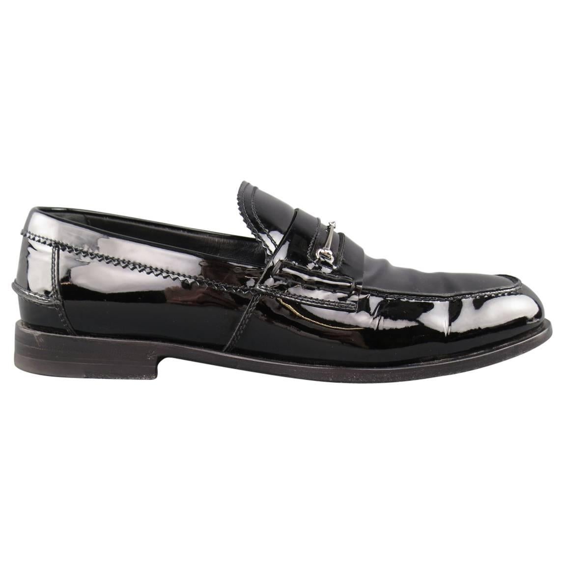 Men
s GUCCI Loafers - Size 10.5 Black Patent Leather Horsebit Dress Shoes