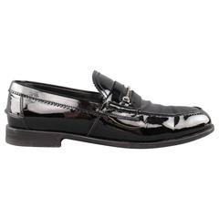 Men's GUCCI Loafers - Size 10.5 Black Patent Leather Horsebit Dress Shoes