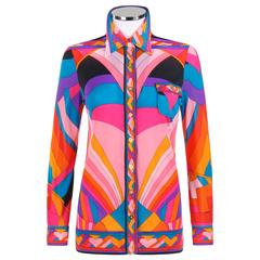 LEONARD Paris c.1973 Fashion Multicolor Geometric Signature Print Blouse 5