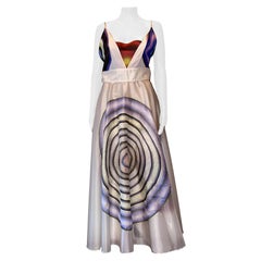 FENDI By KARL LAGERFELD Runway S/S 2008 Abstract Circle Print Silk Dress IT 42
