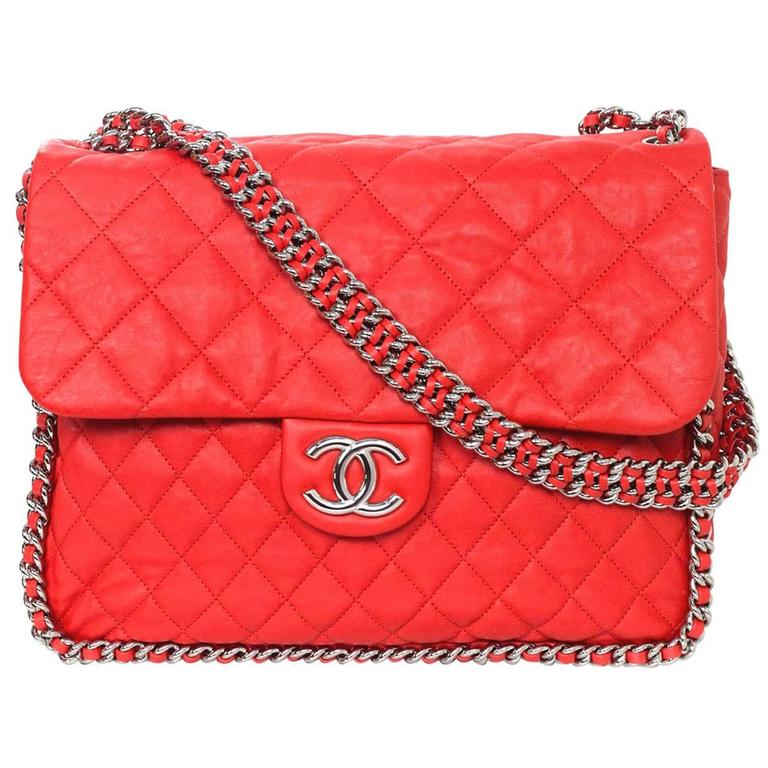 red quilted purse