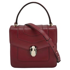 Bvlgari Serpenti Forever Small Leather Top Handle Crossbody Bag Burgundy