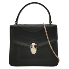 Bvlgari Serpenti Forever Small Leather Top Handle Crossbody Bag Black