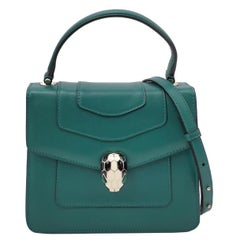 Bvlgari Serpenti Forever Small Leather Top Handle Crossbody Bag Green