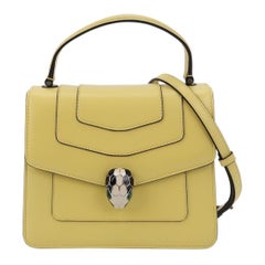 Bvlgari Serpenti Forever Small Leather Top Handle Crossbody Bag Yellow