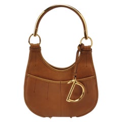 Dior 61 Tote Hobo marrone con manico ad anello in metallo dorato