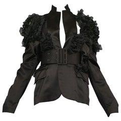 Comme des Garcons Black Satin Ruffle Blazer 2007