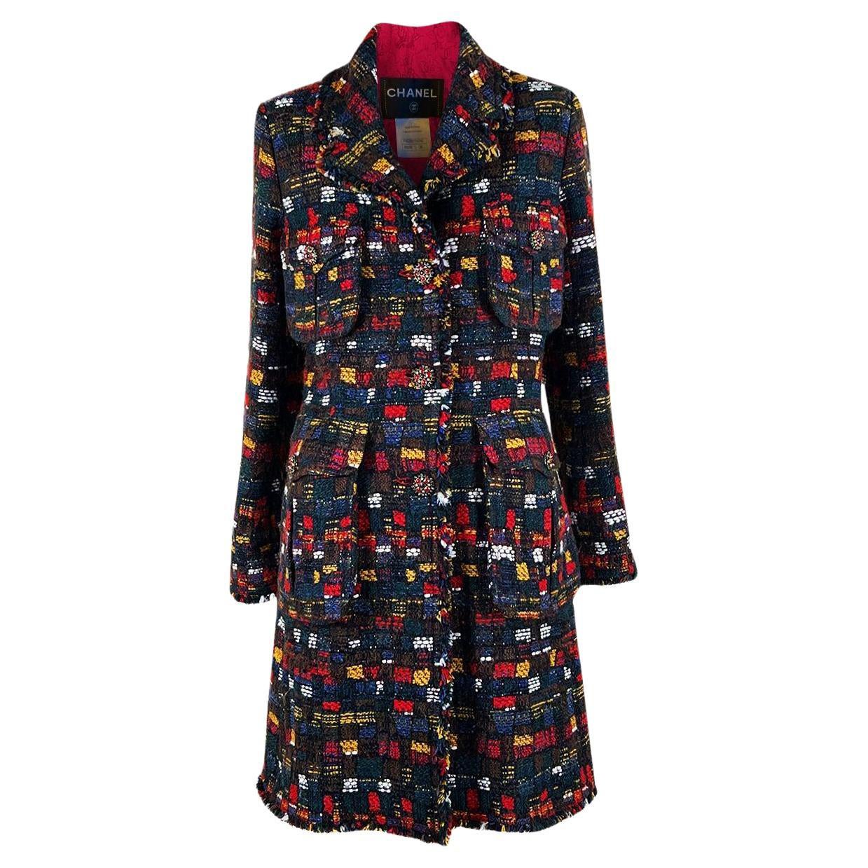 Chanel 13K$ Paris / Edinburgh CC Gripoix Buttons Tweed Coat 42 FR