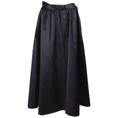1980s Yves Saint Laurent black silk satin Maxi Skirt