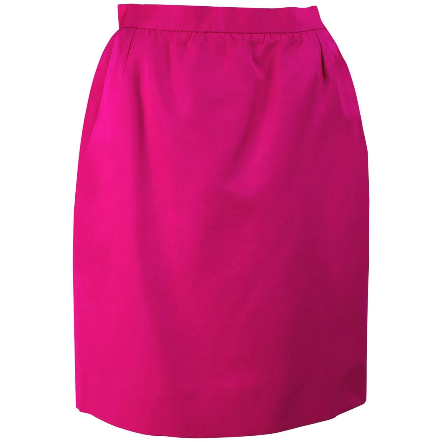 1990s YVES SAINT LAURENT pink silk skirt For Sale